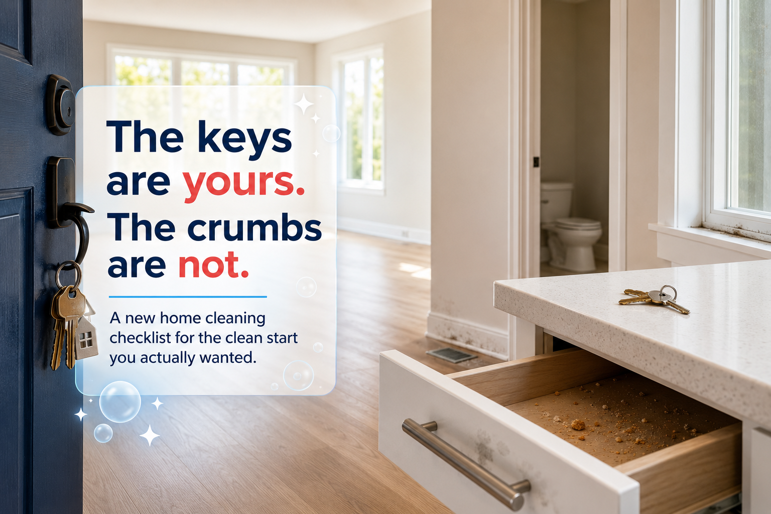 New home cleaning checklist before moving into an empty house.