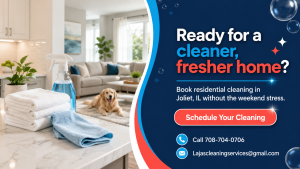Book residential cleaning in Joliet, IL for a cleaner home without weekend stress.