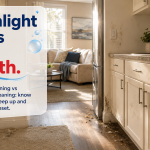 Deep cleaning vs regular cleaning shown by sunlight revealing hidden dust and buildup.