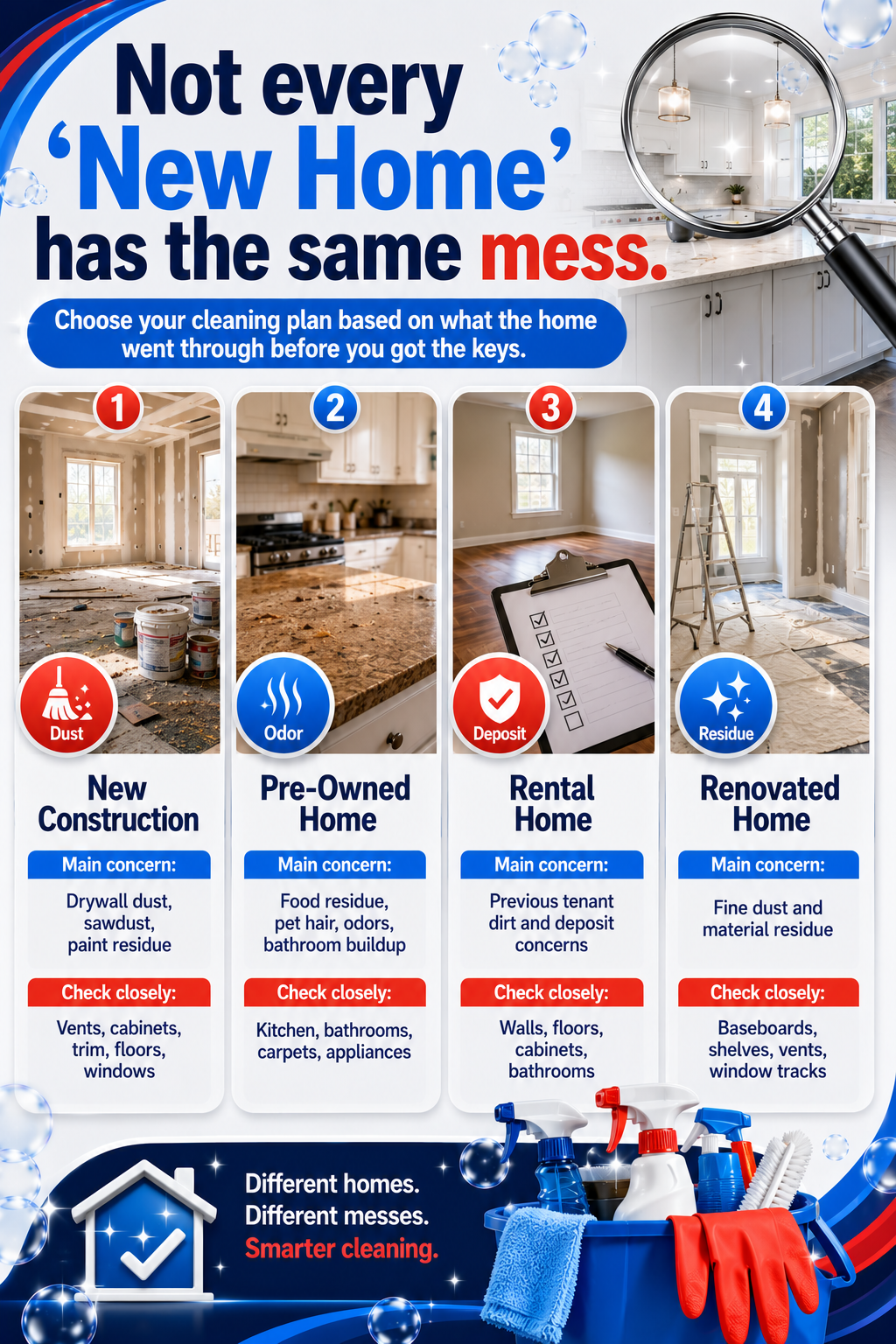 New construction vs pre-owned move-in cleaning checklist guide.