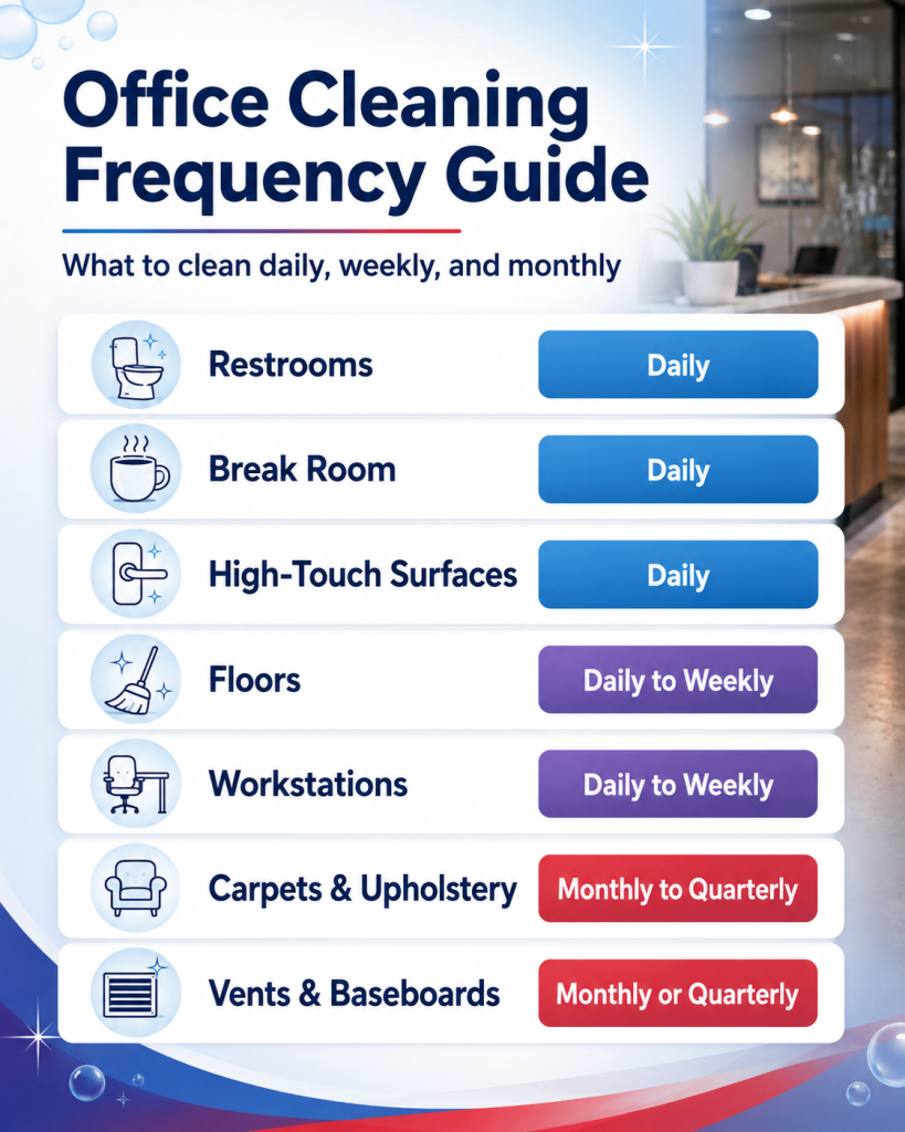 Office cleaning frequency guide infographic