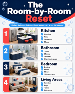 Room-by-room residential cleaning checklist for Joliet homes.