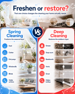 Spring cleaning vs deep cleaning comparison for Joliet homes.