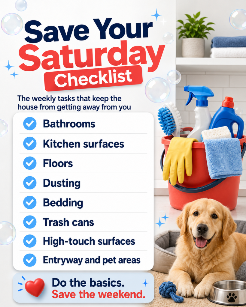 weekly cleaning checklist, house cleaning tasks