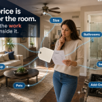 Deep cleaning cost feature image connecting a home estimate to bathrooms, baseboards, kitchen buildup, pet hair, ceiling fans, and add-on work.