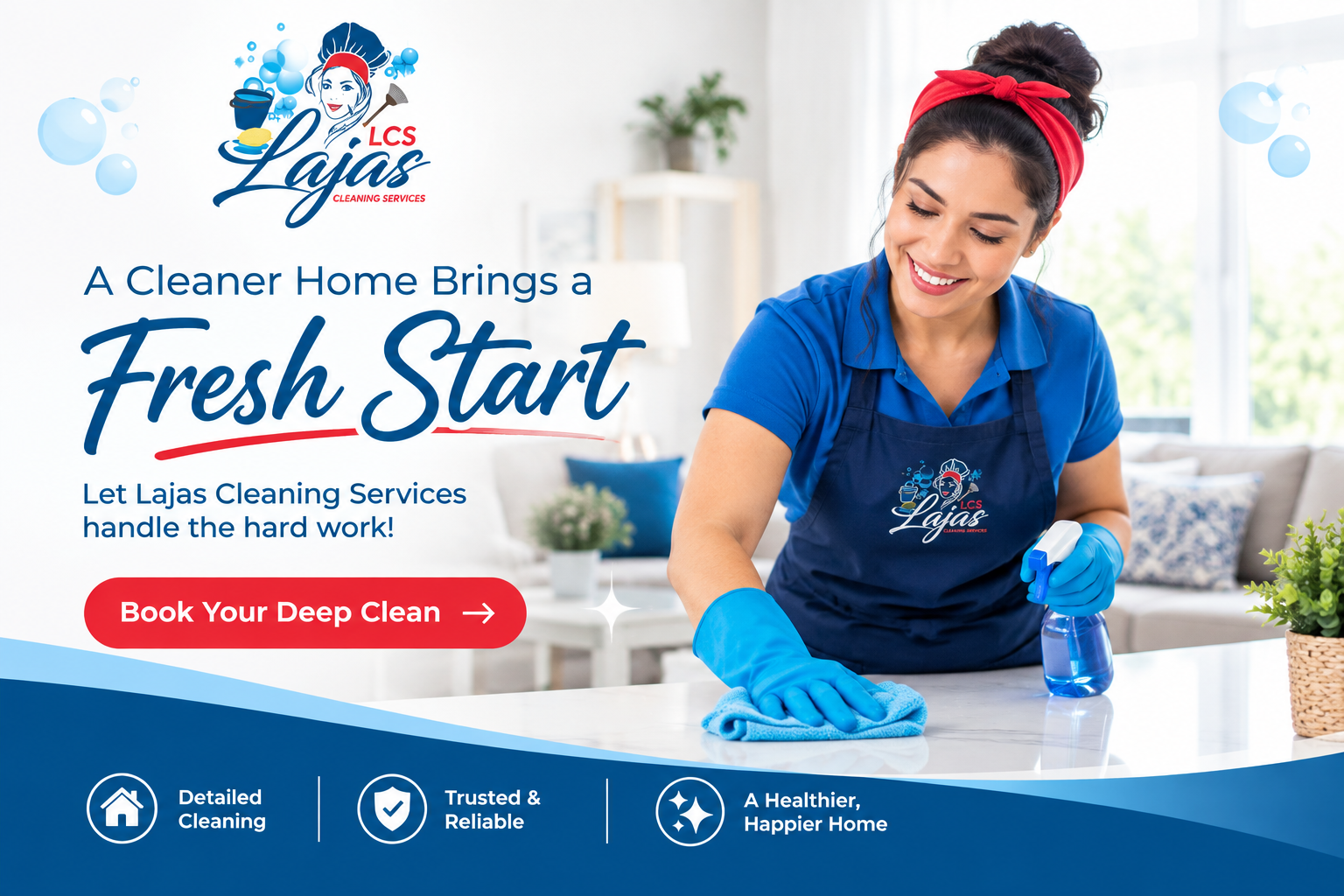 Lajas Cleaning Services deep cleaning home service CTA with professional cleaner